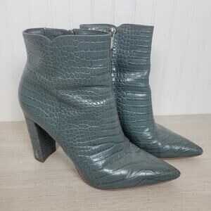 Sam Edelman  Raelle 2 Croc Embossed Heeled Bootie Size 8.5